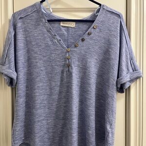 Light Blue Button-Accent Women's Tee